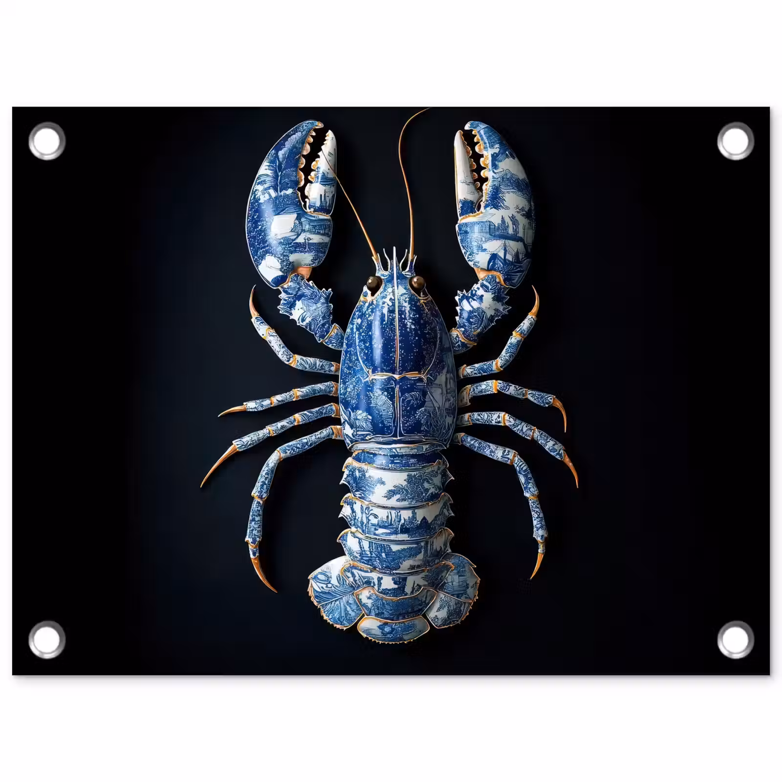 Tuinposter - Kreeft - Delftsblauw - Schild - Stoer — 1
