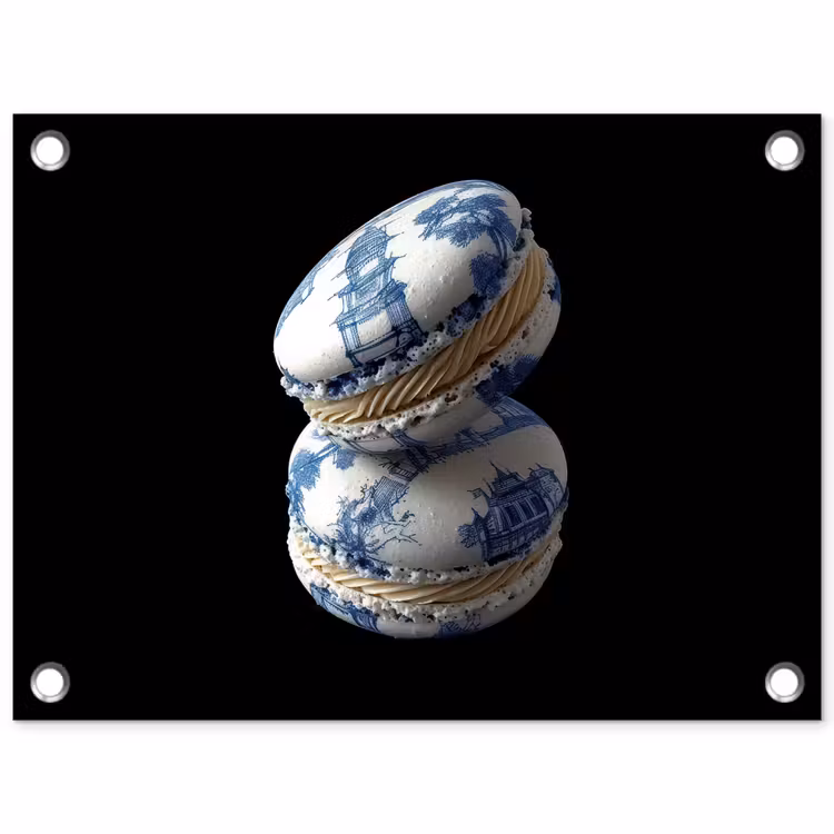 Tuinposter - Eten - Macarons - Delfts blauw - Koekjes — 1