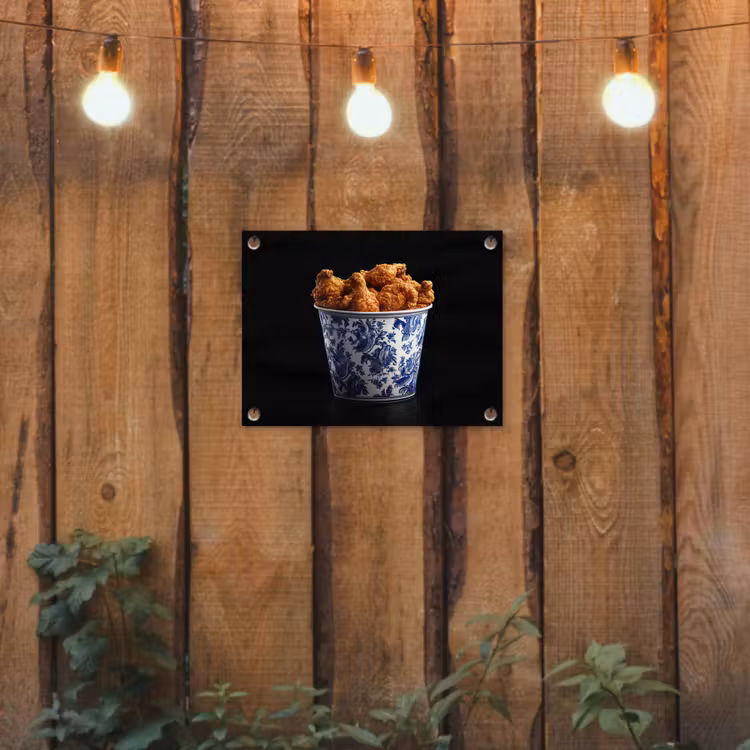 Tuinposter - Kip - Bucket - Delfts blauw - Lekker — 2