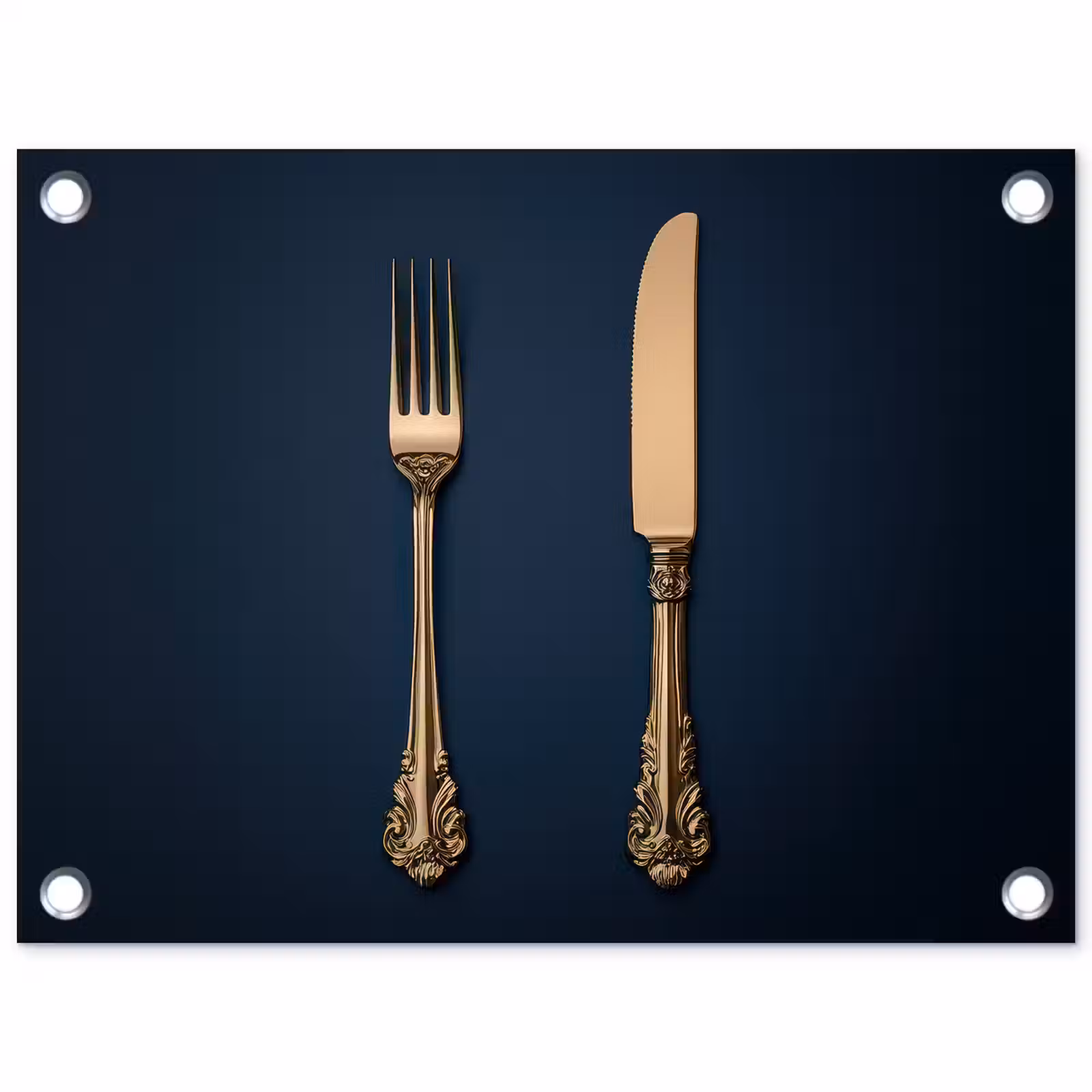 Tuinposter - Bestek - Donkerblauw - Goud — 1