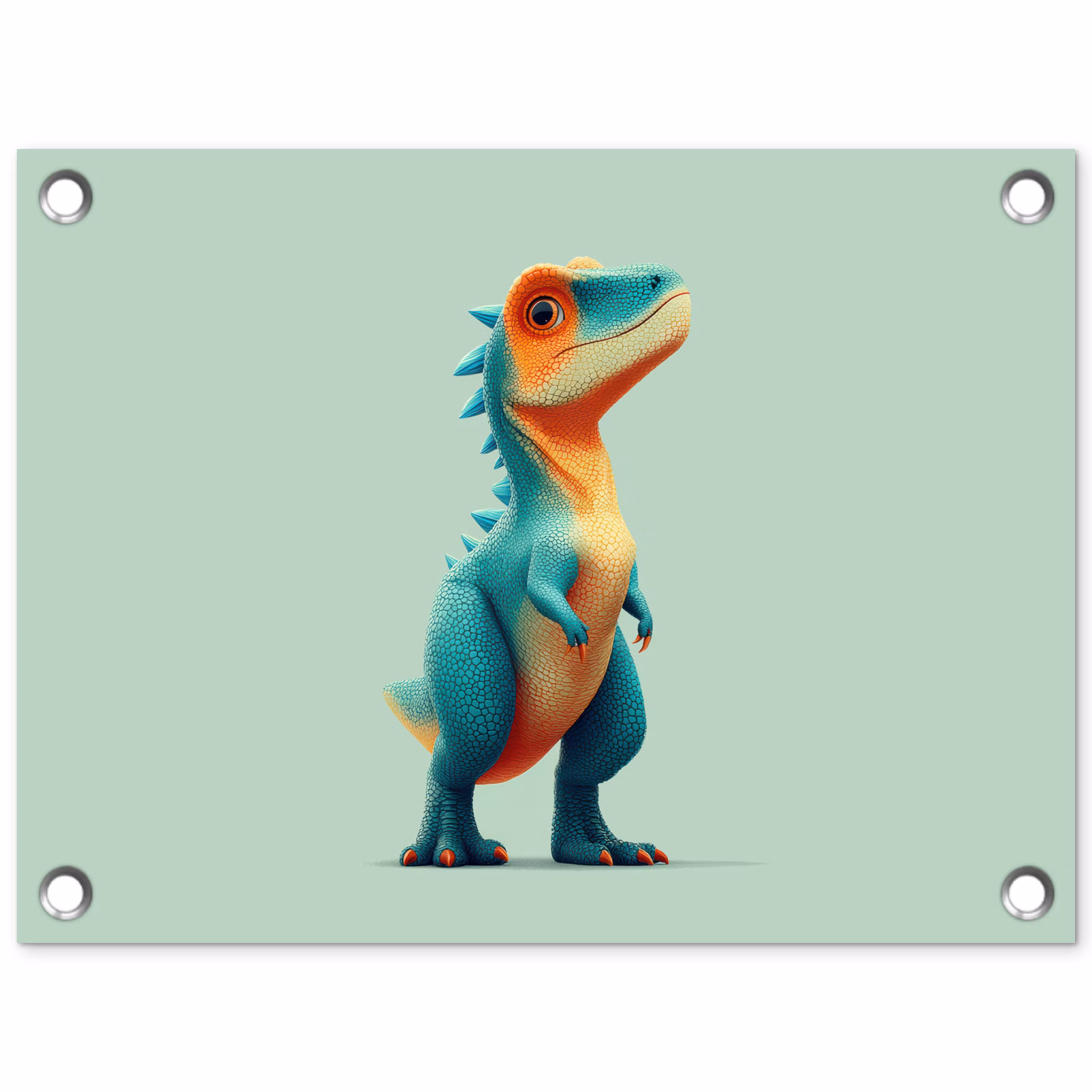 Tuinposter - Cartoon - Dino - Oranje - Stekels — 1
