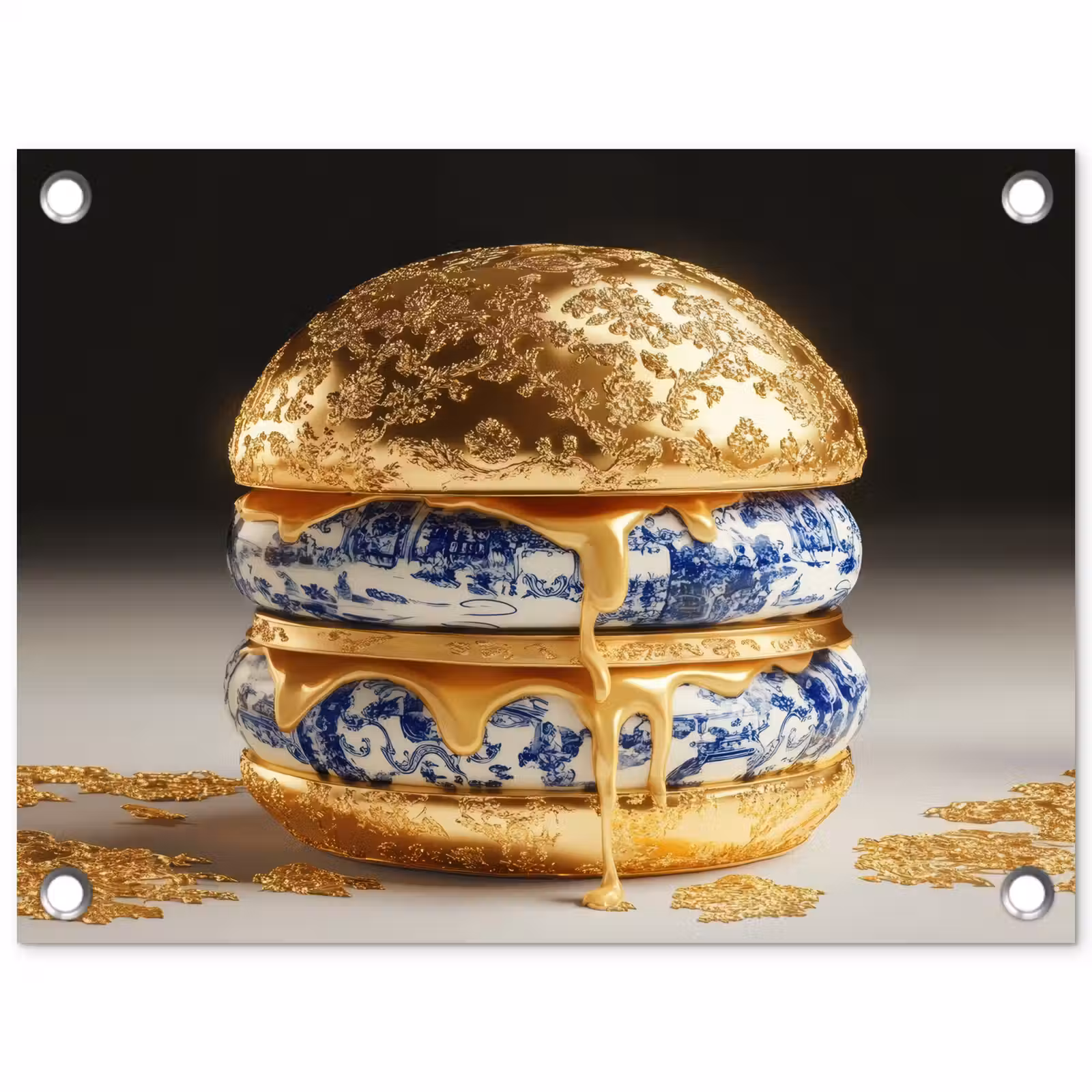 Tuinposter - Delftsblauw - Goud - Burger — 1