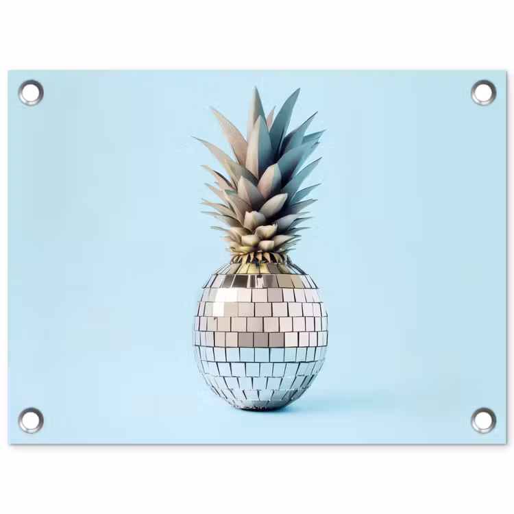 Tuinposter - Blauw - Ananas - Disco - Discobal — 1