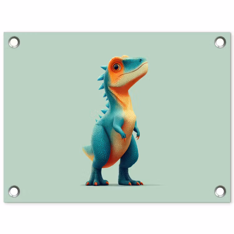 Tuinposter - Cartoon - Dino - Oranje - Stekels — 1