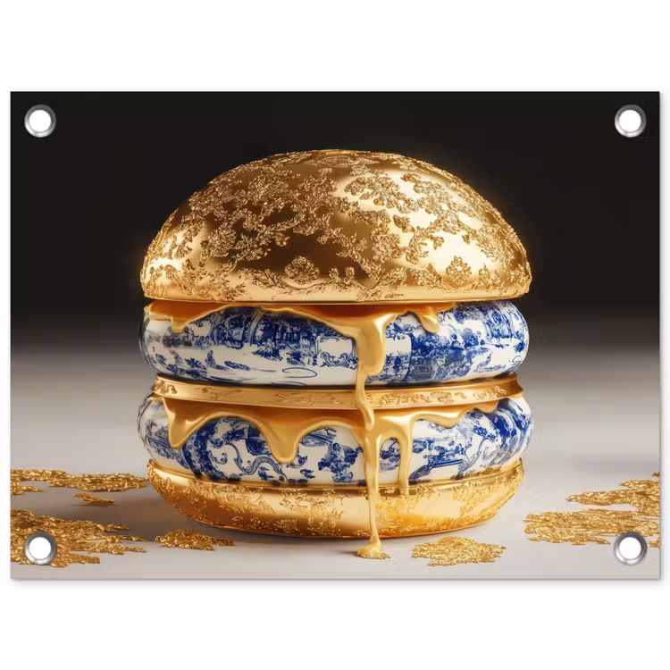 Tuinposter - Delftsblauw - Goud - Burger — 1
