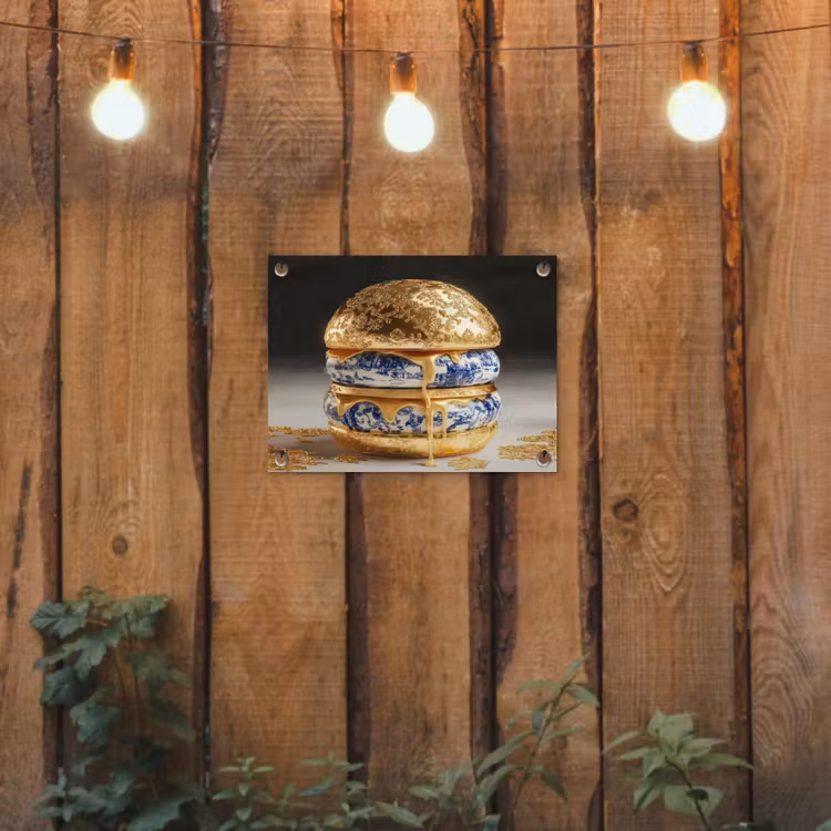 Tuinposter - Delftsblauw - Goud - Burger — 2