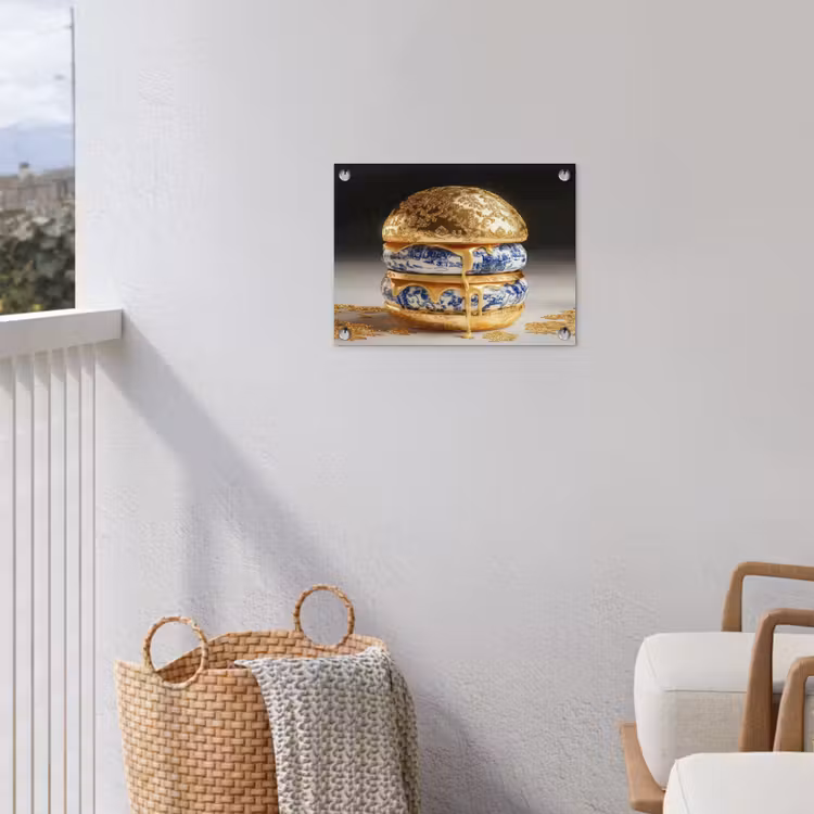 Tuinposter - Delftsblauw - Goud - Burger — 3