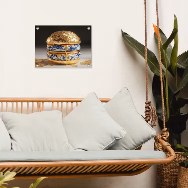 Tuinposter - Delftsblauw - Goud - Burger — 5