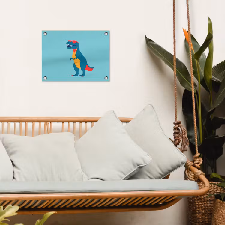 Tuinposter - Dinosaurus - Blauw - Zonnebril — 5