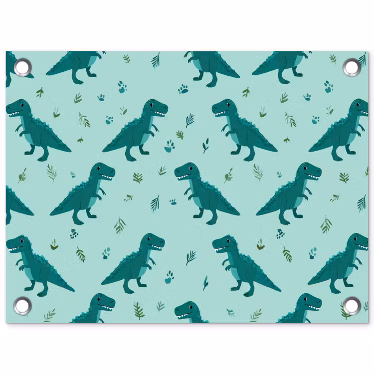 Tuinposter - Donkergroen - Dinosaurussen - Afdrukken - Bladeren — 1