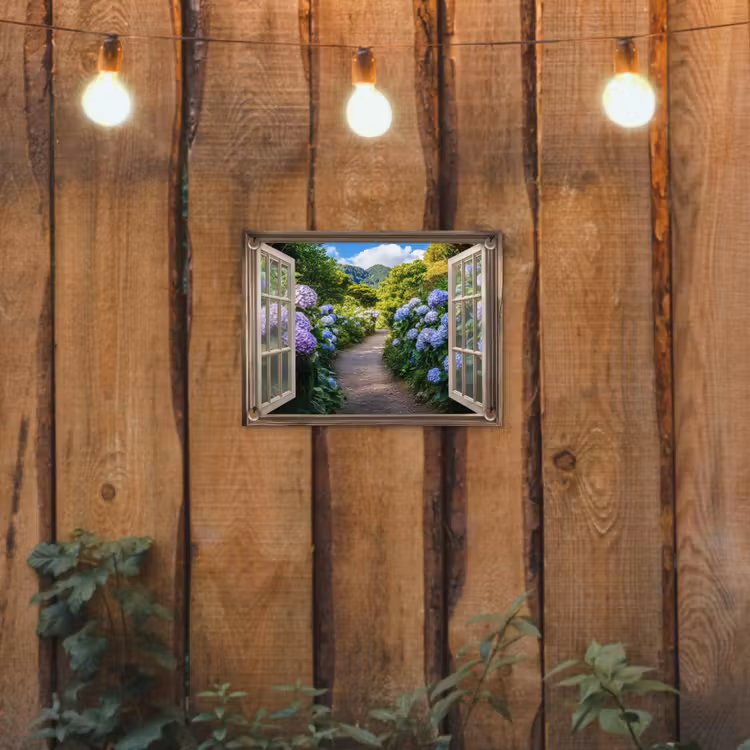 Tuinposter - Doorkijk - Hortensia - Pad - Natuur — 2