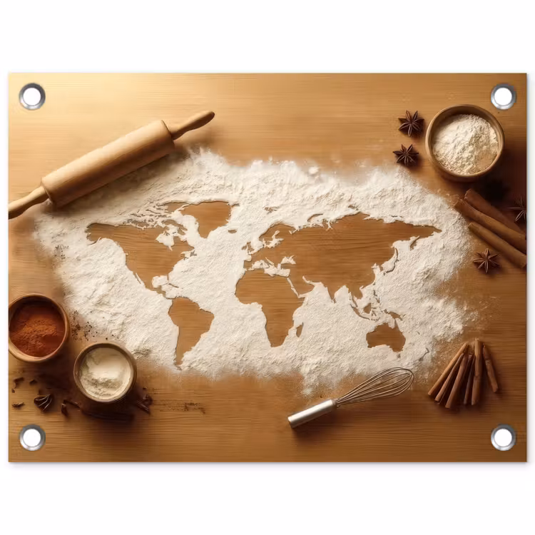 Tuinposter - Hout - Wereldkaart - Bakken - Keuken — 1