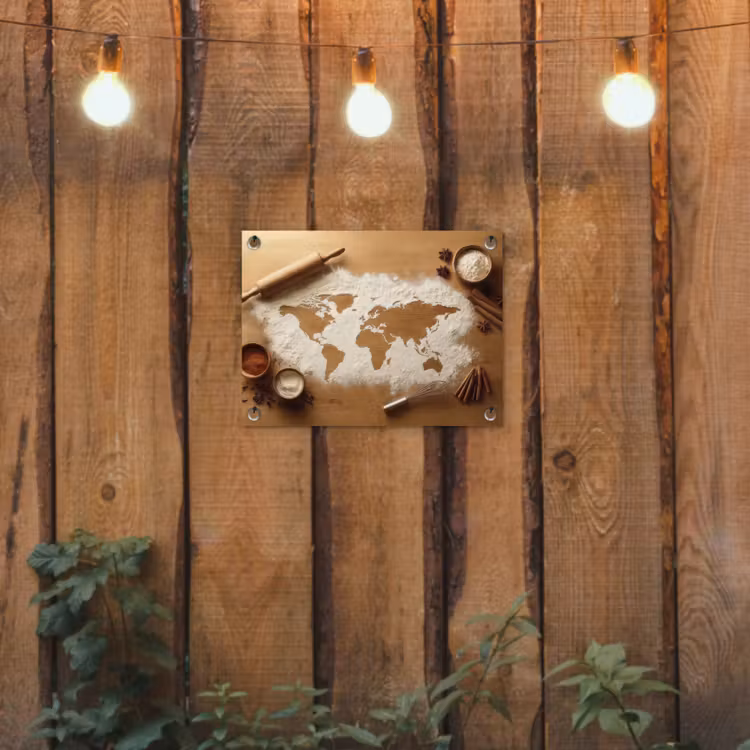 Tuinposter - Hout - Wereldkaart - Bakken - Keuken — 2