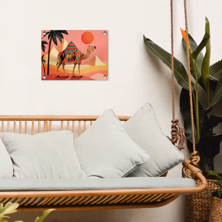 Tuinposter - Kameel - Pyramides - Rode zon — 5