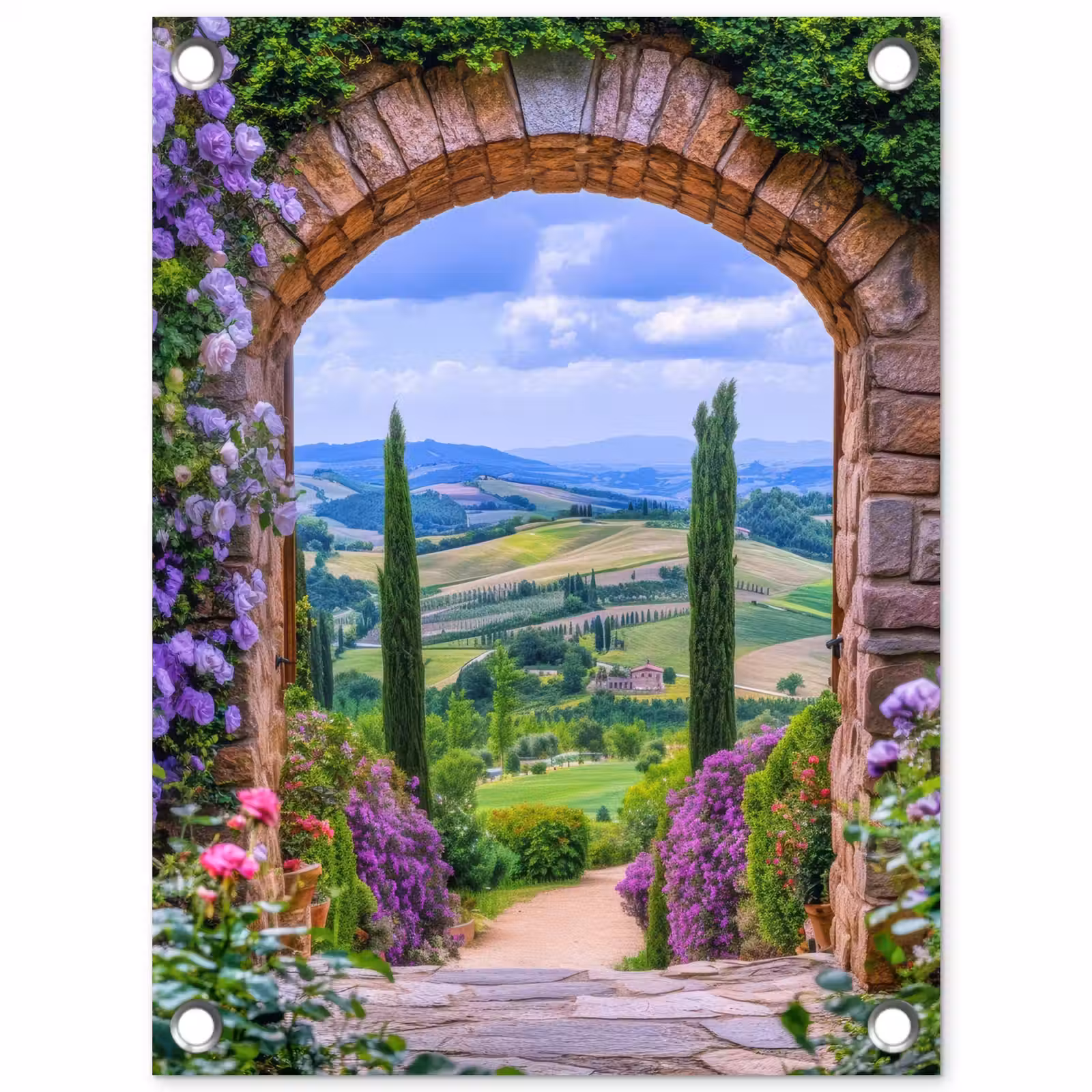 Tuinposter - Doorkijk - Toscane - Landschap - Poort — 1