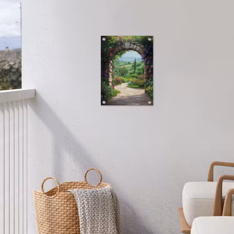 Tuinposter - Doorkijk - Landschap - Bloemen - Pad - Uitzicht — 3