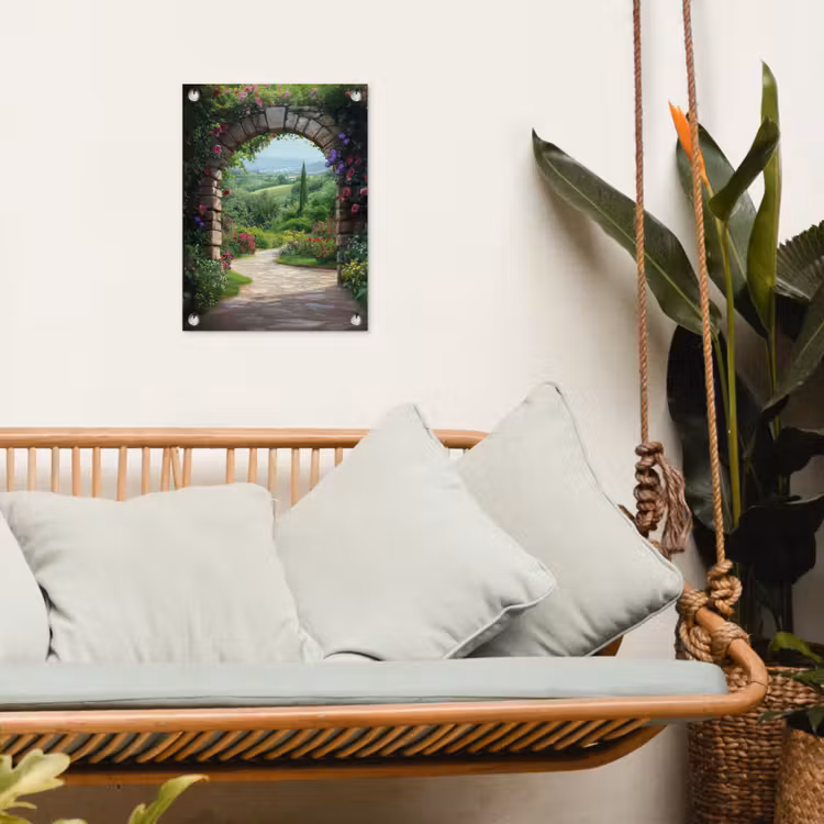 Tuinposter - Doorkijk - Landschap - Bloemen - Pad - Uitzicht — 5