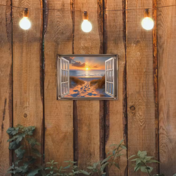 Tuinposter - Doorkijk - Strand - Duinen - Zonsondergang — 2