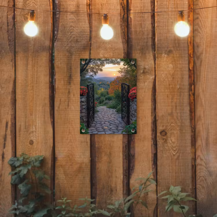 Tuinposter - Landschap - Hek - Pad - Zonsondergang - Natuur — 2