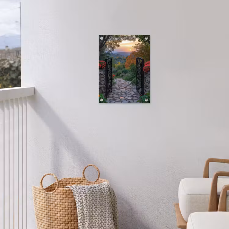 Tuinposter - Landschap - Hek - Pad - Zonsondergang - Natuur — 3