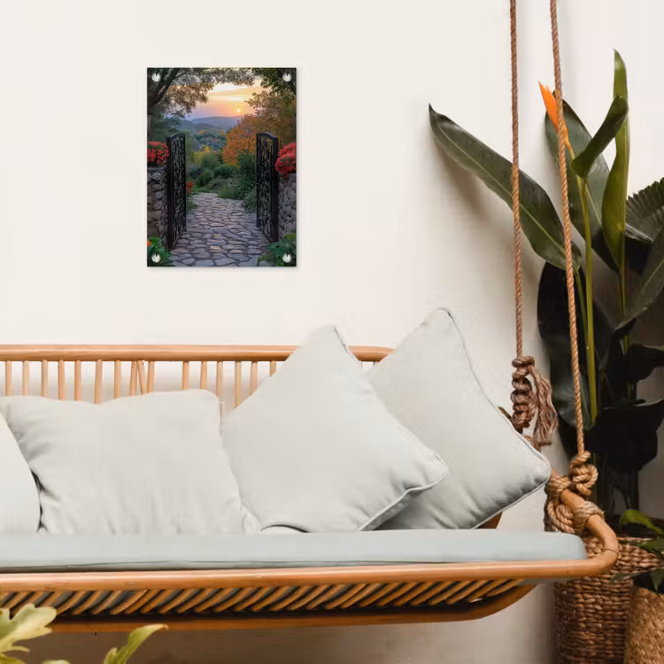 Tuinposter - Landschap - Hek - Pad - Zonsondergang - Natuur — 5