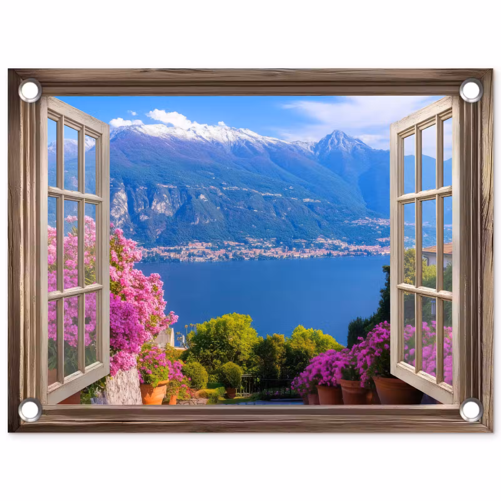 Tuinposter - Doorkijk - Berg - Landschap - Uitzicht - Meer — 1