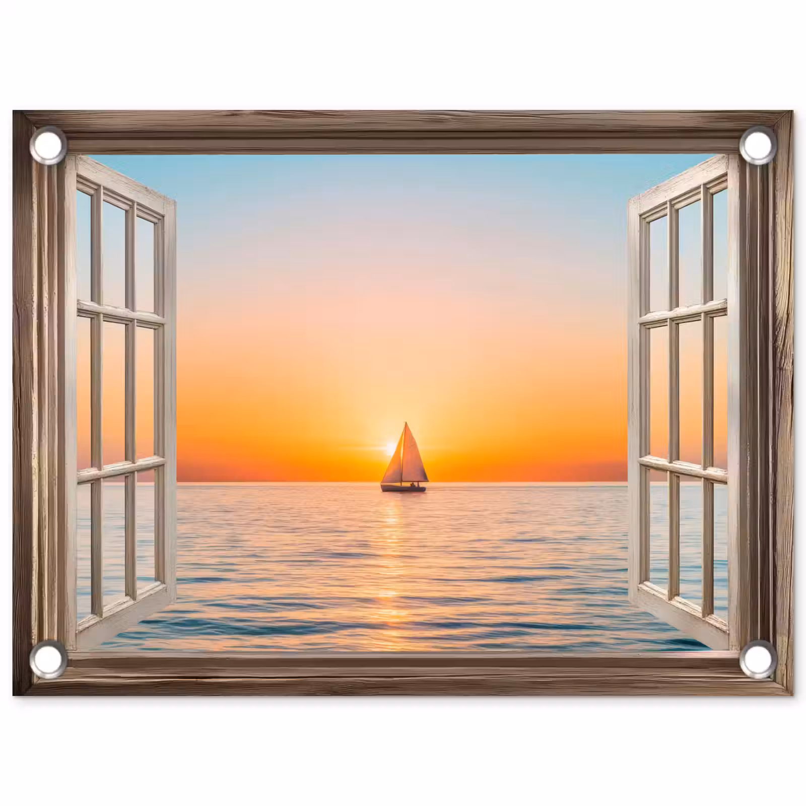 Tuinposter - Doorkijk - Zee - Boot - Zonsondergang — 1