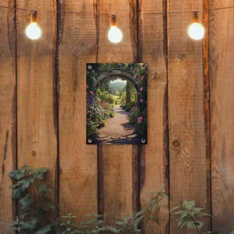 Tuinposter - Doorkijk - Bloemen - Natuur - Rozenboog — 2