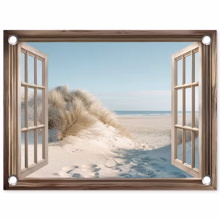 Tuinposter - Doorkijk - Helmgras - Duinen - Zee - Landschap — 1