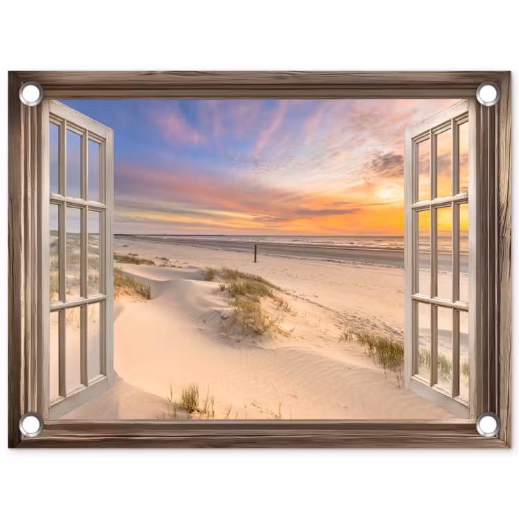 Tuinposter - Doorkijk - Strand - Duinen - Natuur - Landschap — 1