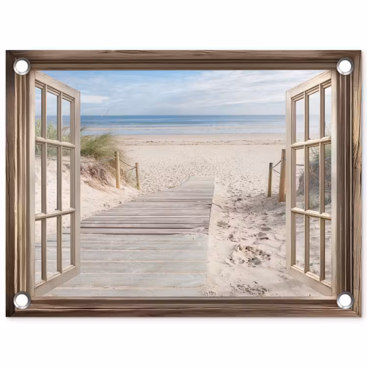 Tuinposter - Doorkijk - Strand - Duinen - Pad - Landschap — 1