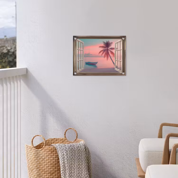 Tuinposter - Doorkijk - Strand - Palmboom - Tropisch — 3