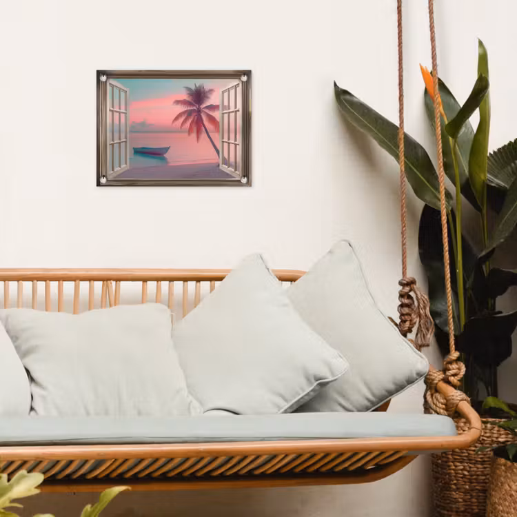 Tuinposter - Doorkijk - Strand - Palmboom - Tropisch — 5