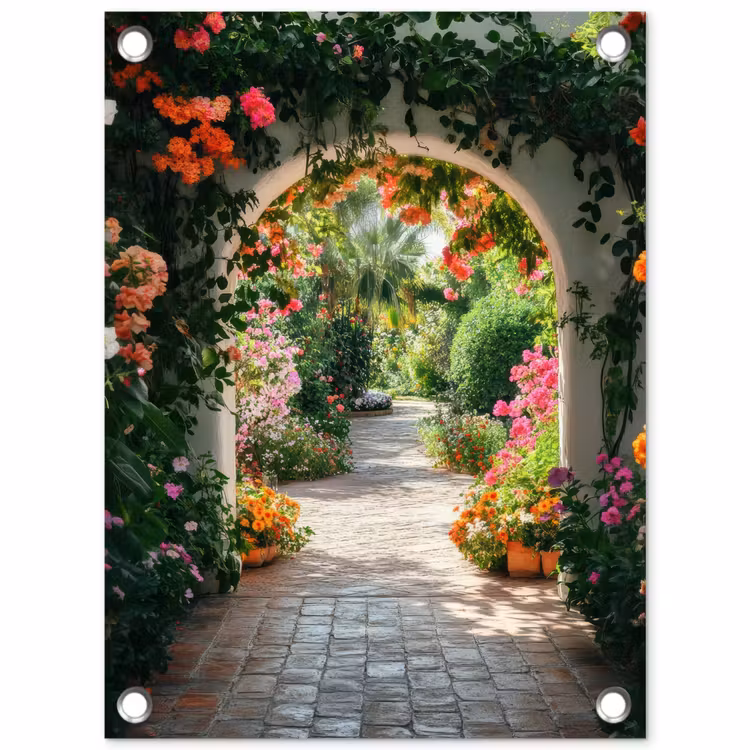 Tuinposter - Doorkijk - Bloemen - Natuur - Bloementuin — 1