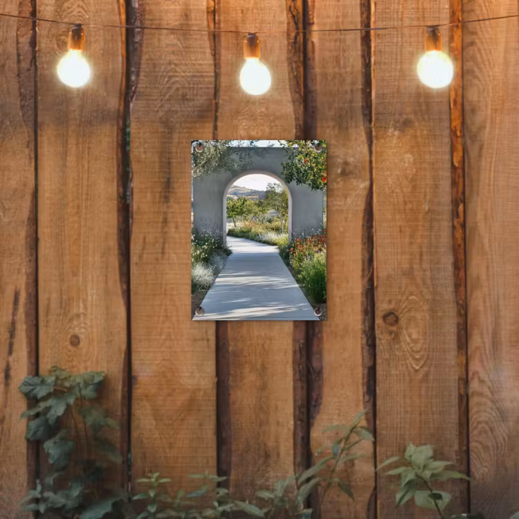 Tuinposter - Doorkijk - Pad - Beton - Landschap — 2