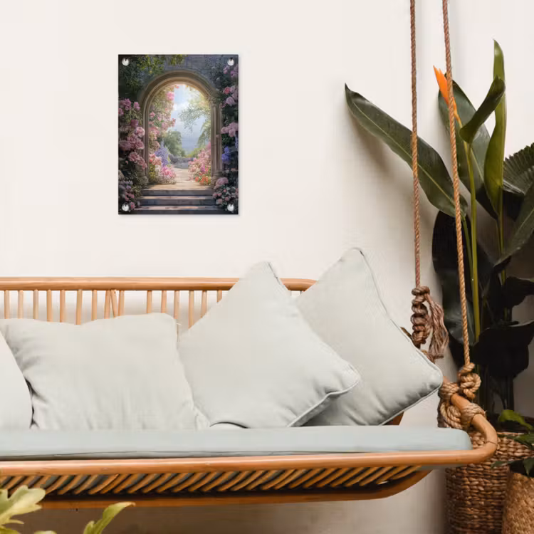 Tuinposter - Doorkijk - Rozen - Vintage - Bloemen — 5