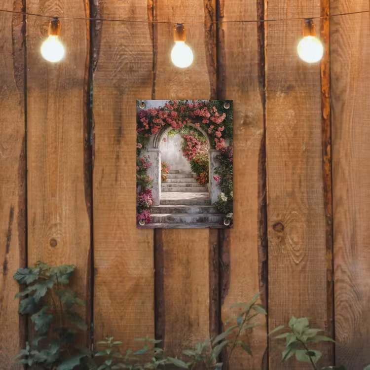 Tuinposter - Doorkijk - Rozen - Vintage - Poort — 2