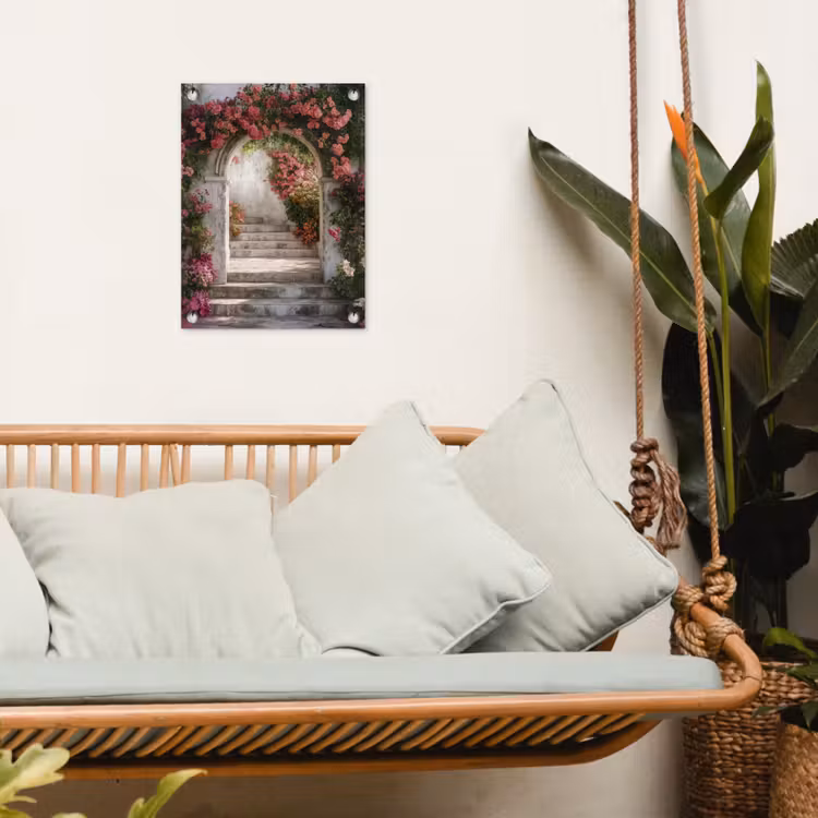 Tuinposter - Doorkijk - Rozen - Vintage - Poort — 5