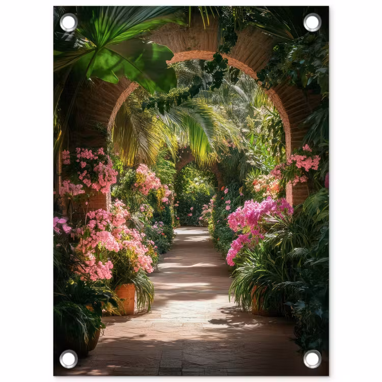 Tuinposter - Doorkijk - Tropisch - Bloemen - Natuur — 1