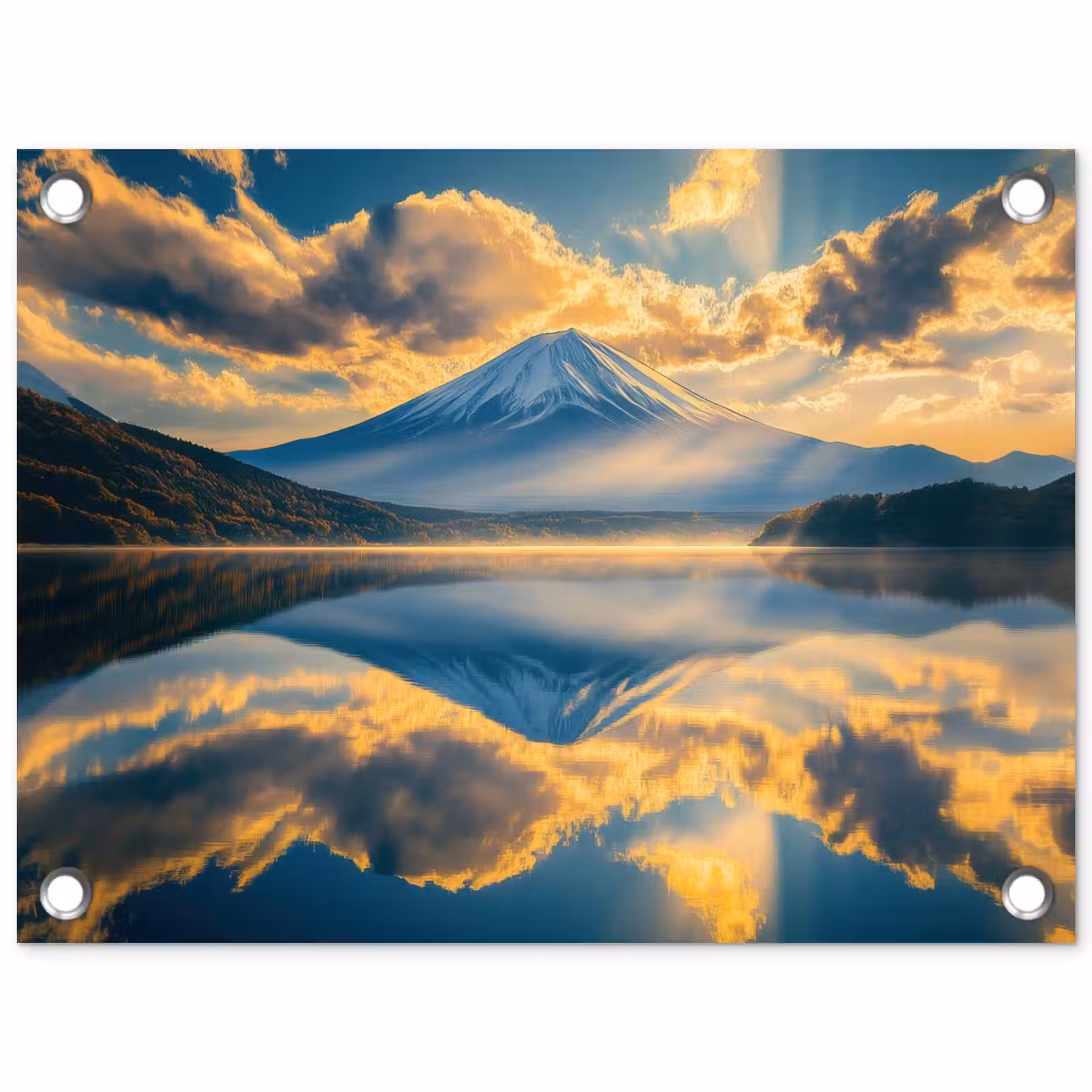Tuinposter - Berg - Rivier - Zonsondergang — 1