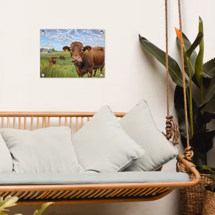 Tuinposter - Koe - Weide - Bloemen — 5