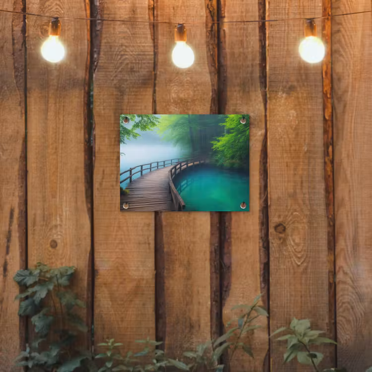 Tuinposter - Brug - Water - Rivier - Bos — 2