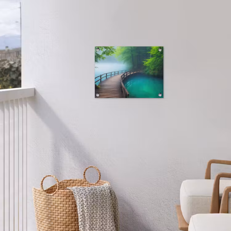 Tuinposter - Brug - Water - Rivier - Bos — 3