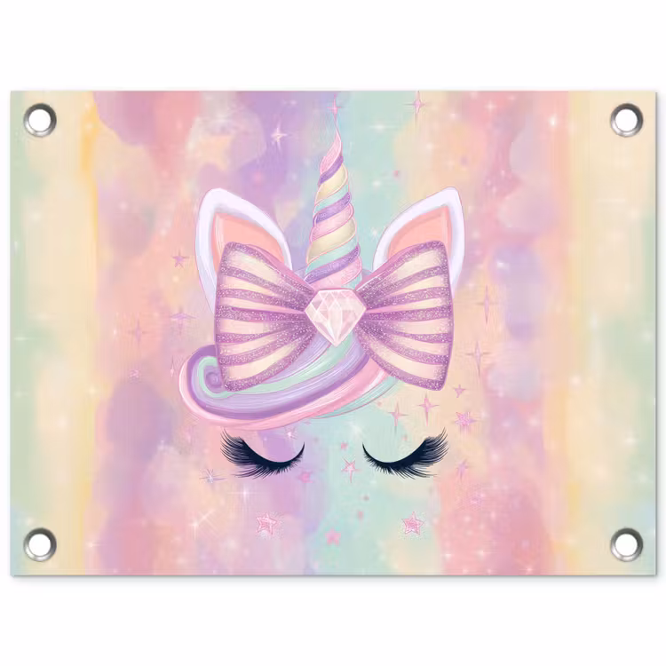 Tuinposter - Eenhoorn - Glitters - Regenboog - Pastel — 1