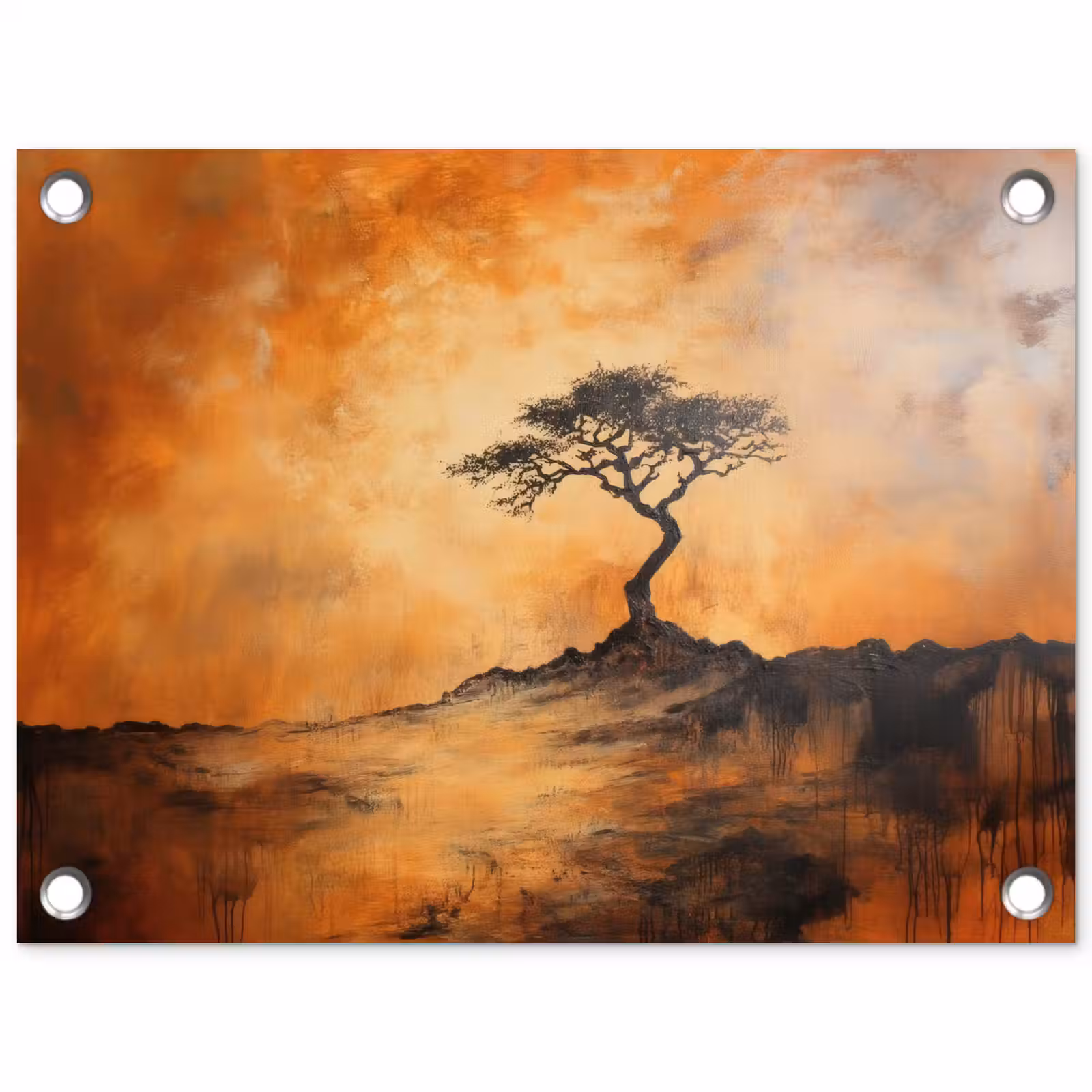 Tuinposter - Boom - Landschap - Oranje — 1