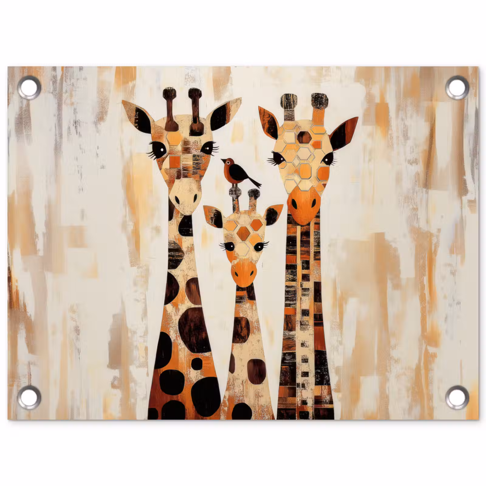 Tuinposter - Giraffen - Cartoon - Crème — 1