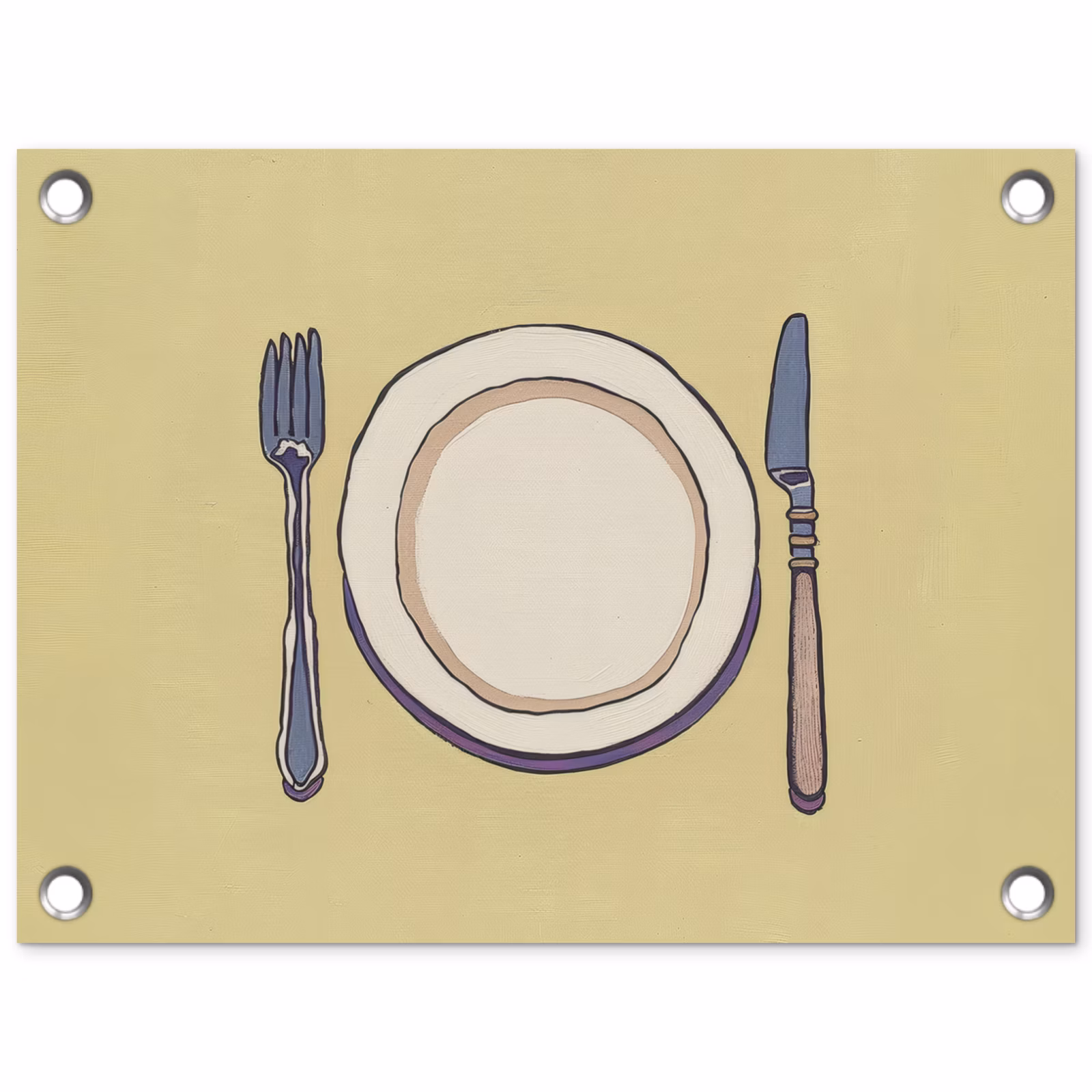 Tuinposter - Illustratie - Bord - Bestek - Beige — 1