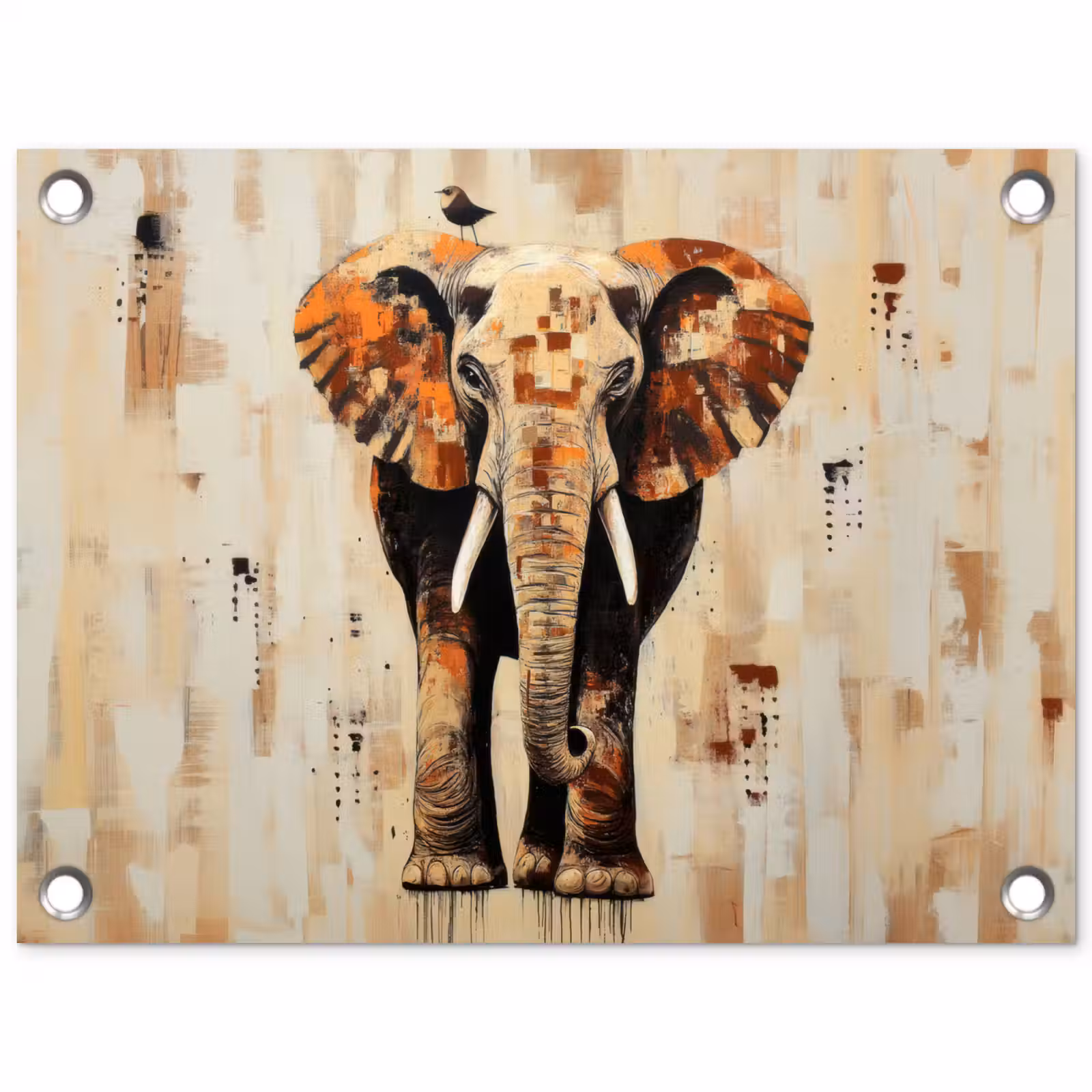 Tuinposter - Olifant - Slurf - Mozaïek - Abstract — 1