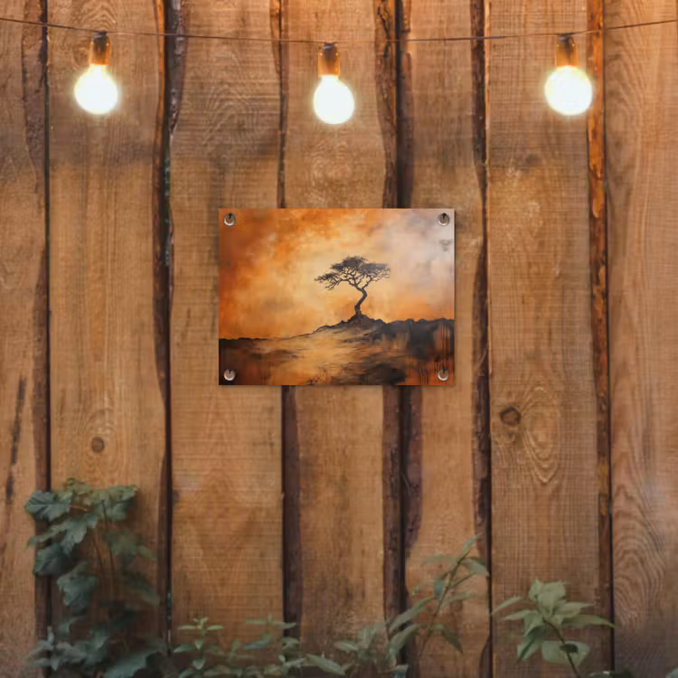 Tuinposter - Boom - Landschap - Oranje — 2