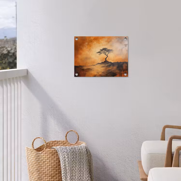 Tuinposter - Boom - Landschap - Oranje — 3